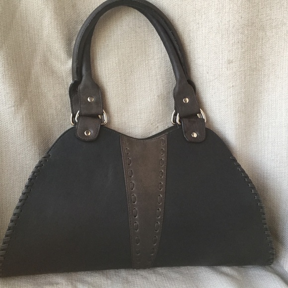 Unique two-tone leather handbag - Picture 2 of 7